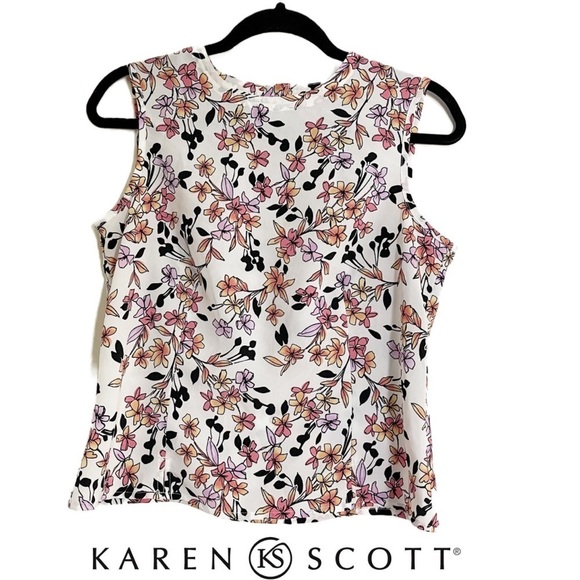 KAREN SCOTT Women’s Petite Floral Sleeveless Top - Small - Picture 1 of 9